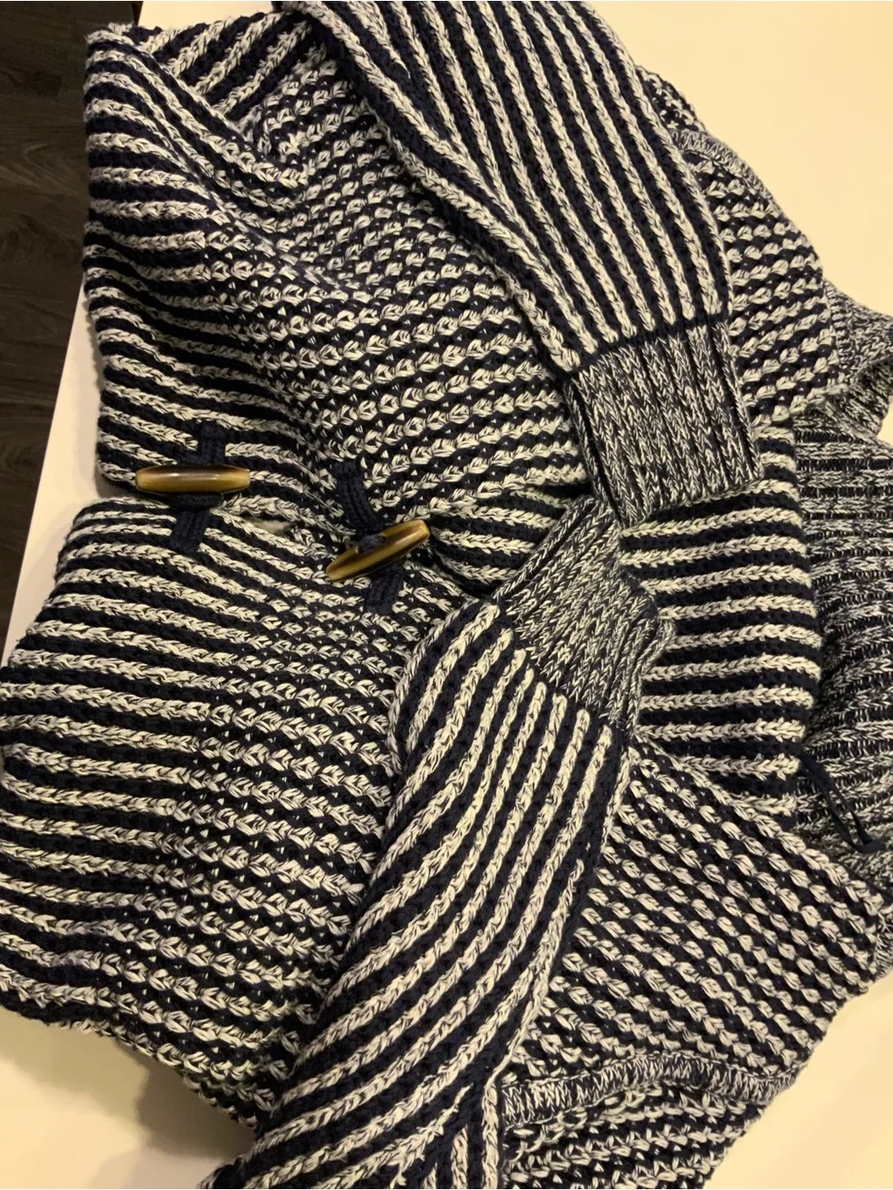 GAP Navy and White Teddy Toggle Cardigan Jacket